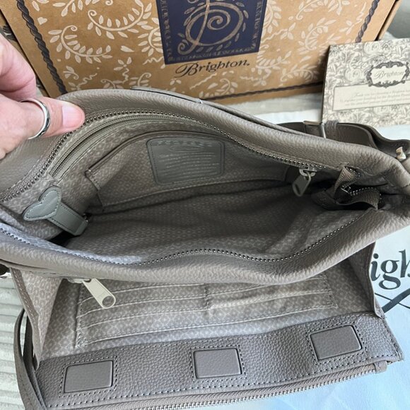 Brighton Pretty Tough Jagger Taupe Python Crossbody Organizer - Picture 4 of 8